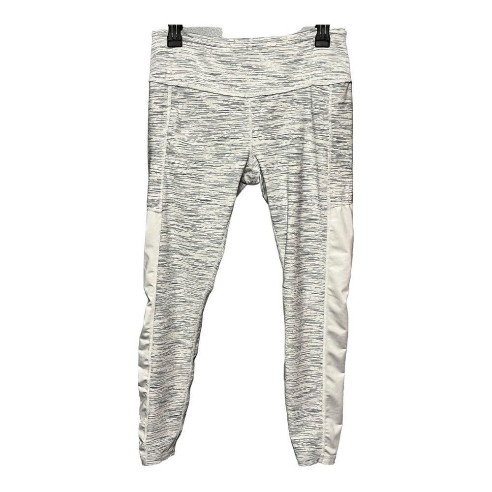 Tesla USA Mid-Rise Cropped Full Length Tights Women’s XL White Gray Space-Dye